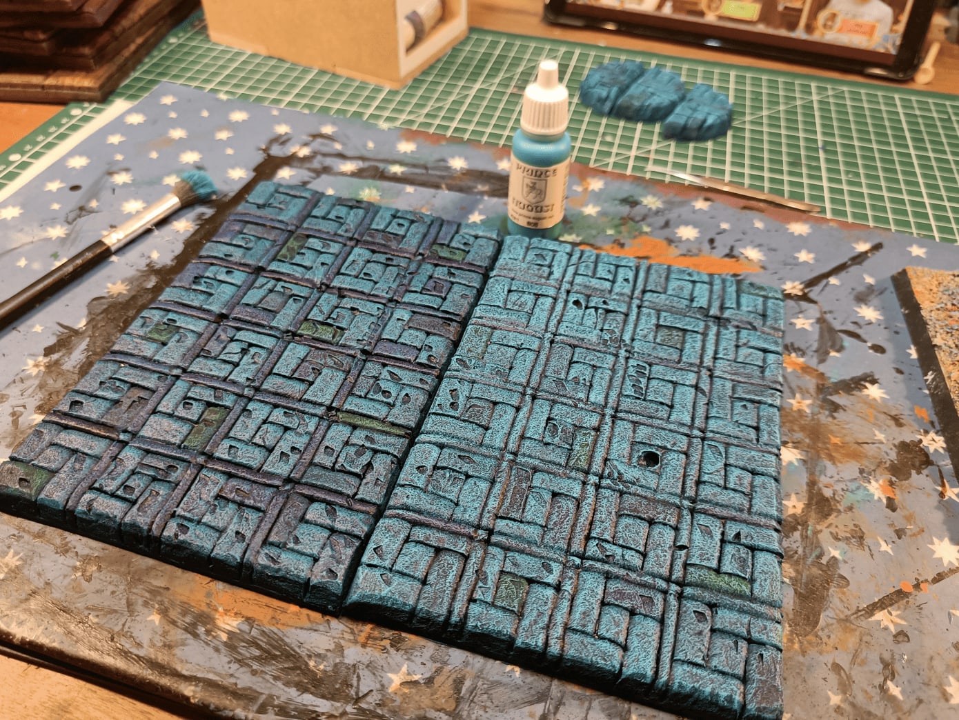 Failed salvage attempt with drybrush masking everything like swimming pool bottom