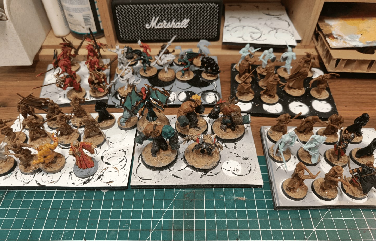 Collection of miniatures showing consistent base texture across all figures