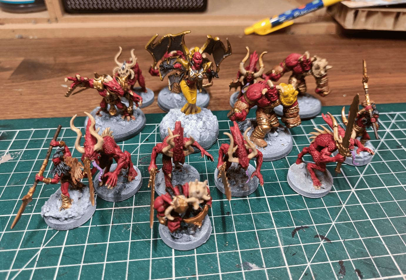 Devils with Pallid Bone on horns, metallic AK markers, and black Speedpaint