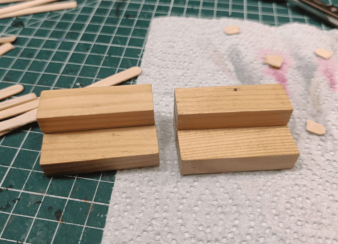 Small staircase made from stacked Kapla blocks