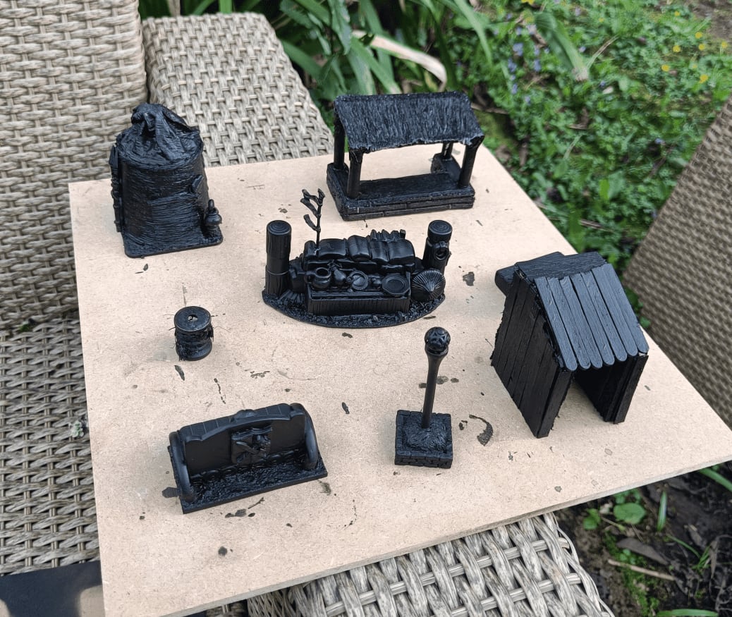 Another batch primed black ready for color coats