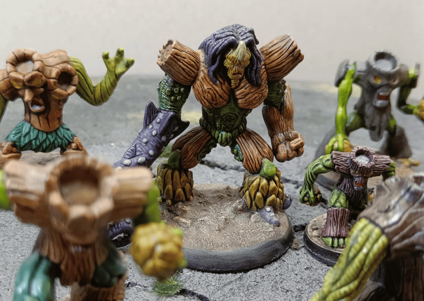 Different Gormiti treemen sculpts including two-headed, tentacled, and small-scale versions