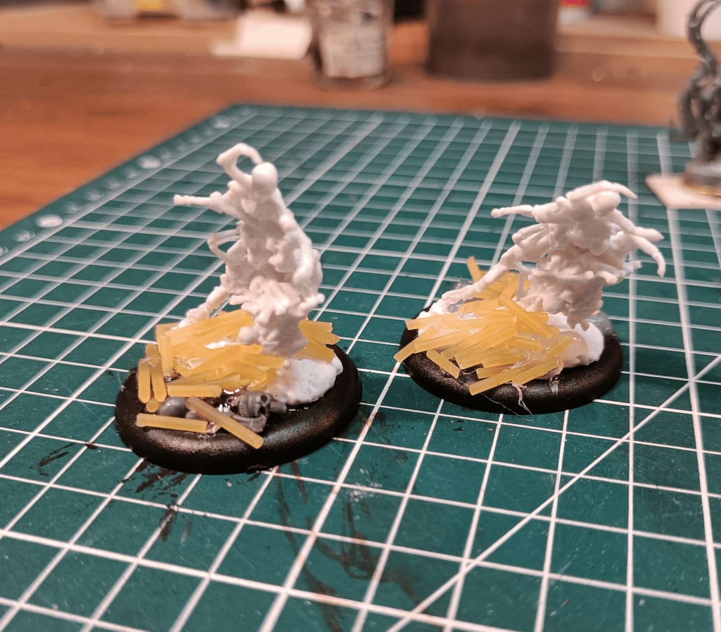 Base detail showing spaghetti pieces used as bone scatter terrain