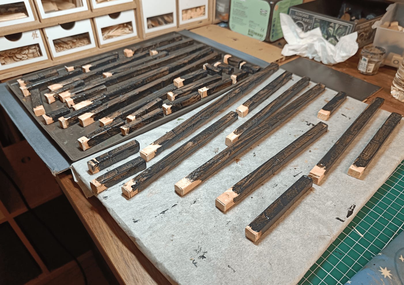 Walls painted with black modpodge texture base coat