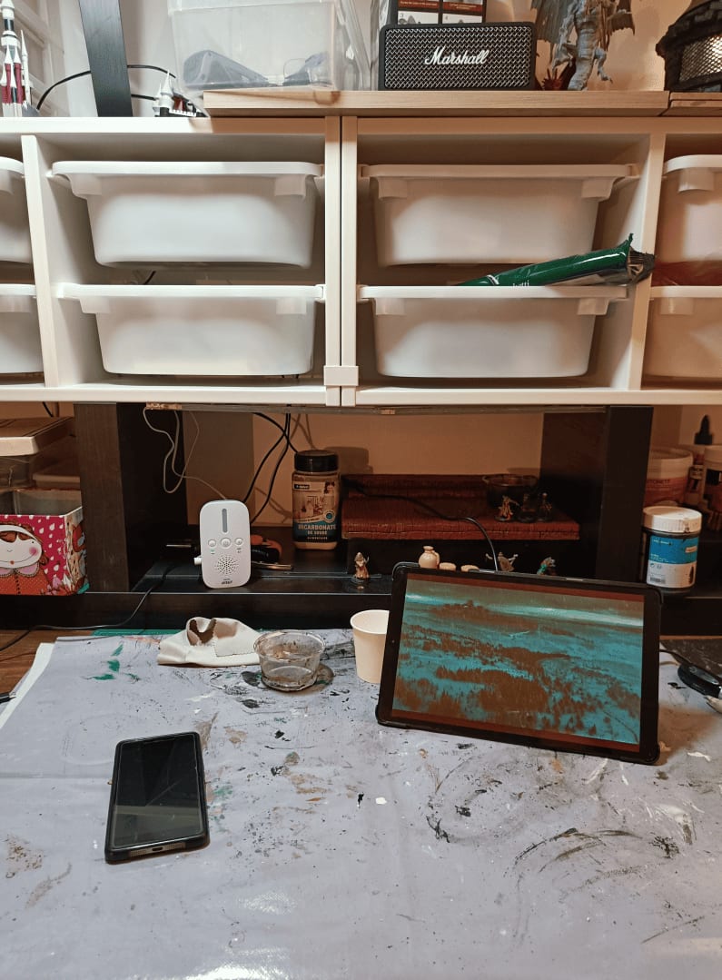 Mismatched furniture pieces from moving day