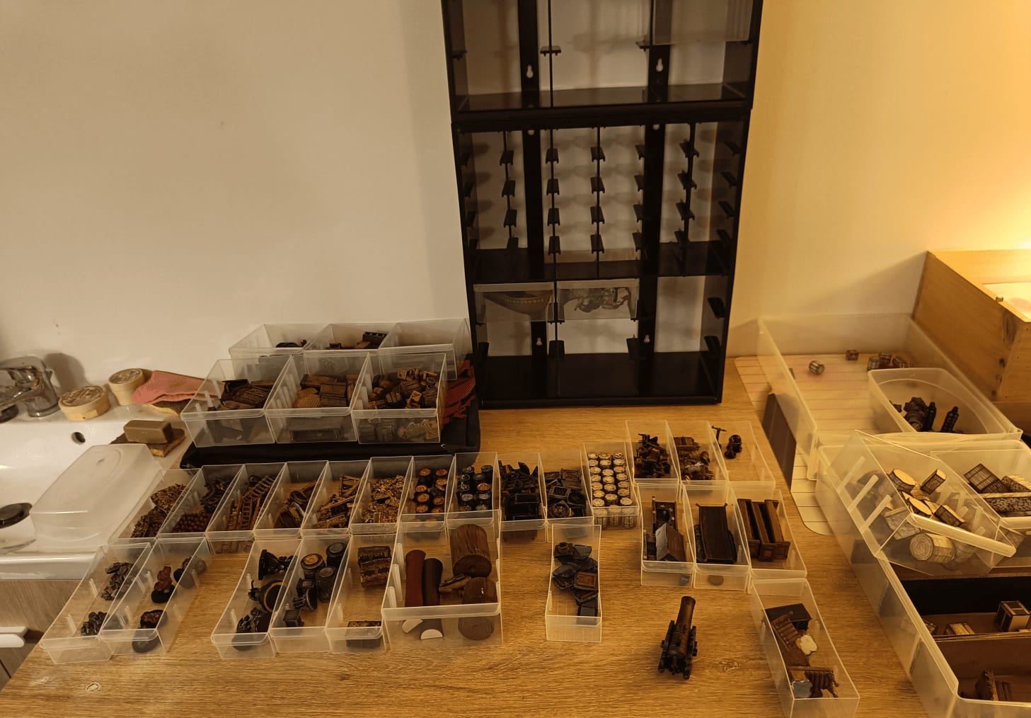 Large drawer system showing miniature organization by type