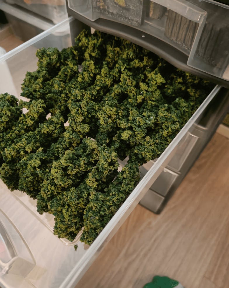 Drawer full of custom-made hedges for line of sight blocking