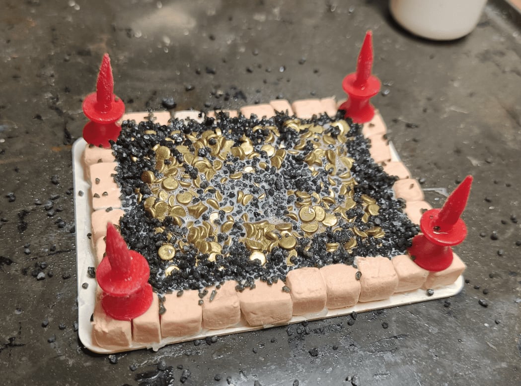 Gravel added with glue to create coal texture