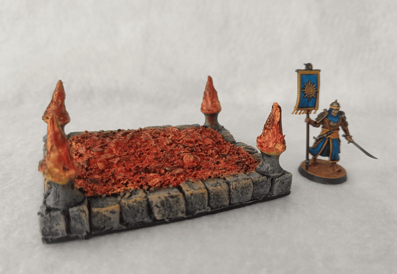 Finished painting with flame technique and orange glow on base