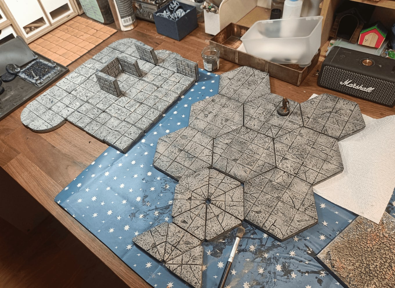 Overhead view of all created tiles and walls