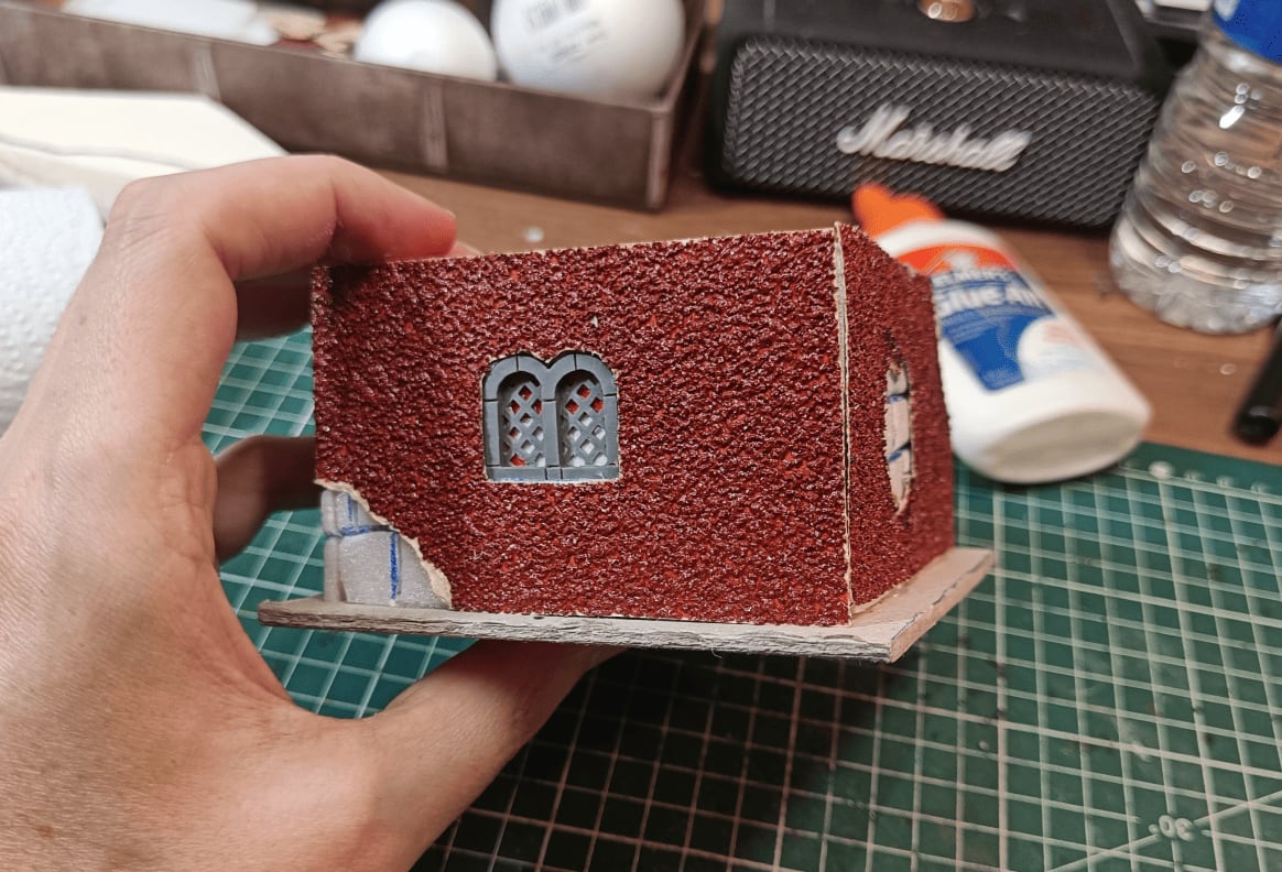 Back view showing edge where sandpaper doesn&rsquo;t meet perfectly