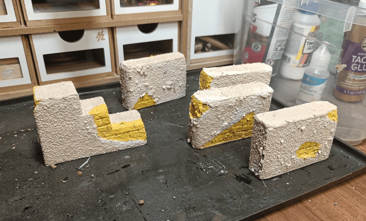 Wall and foam staircase with nails for weight