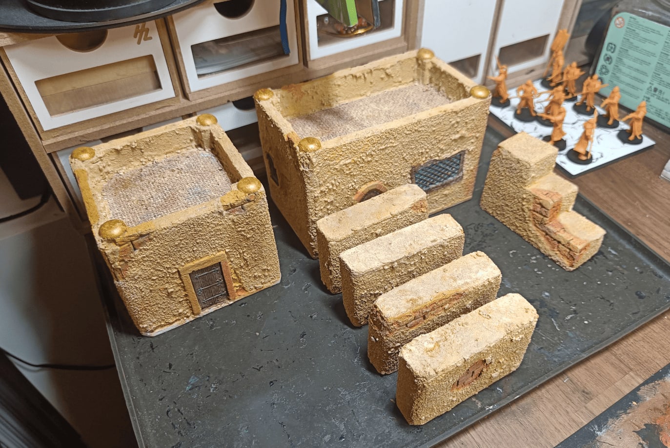 Finished painting with varied brick colors, washes and drybrushing