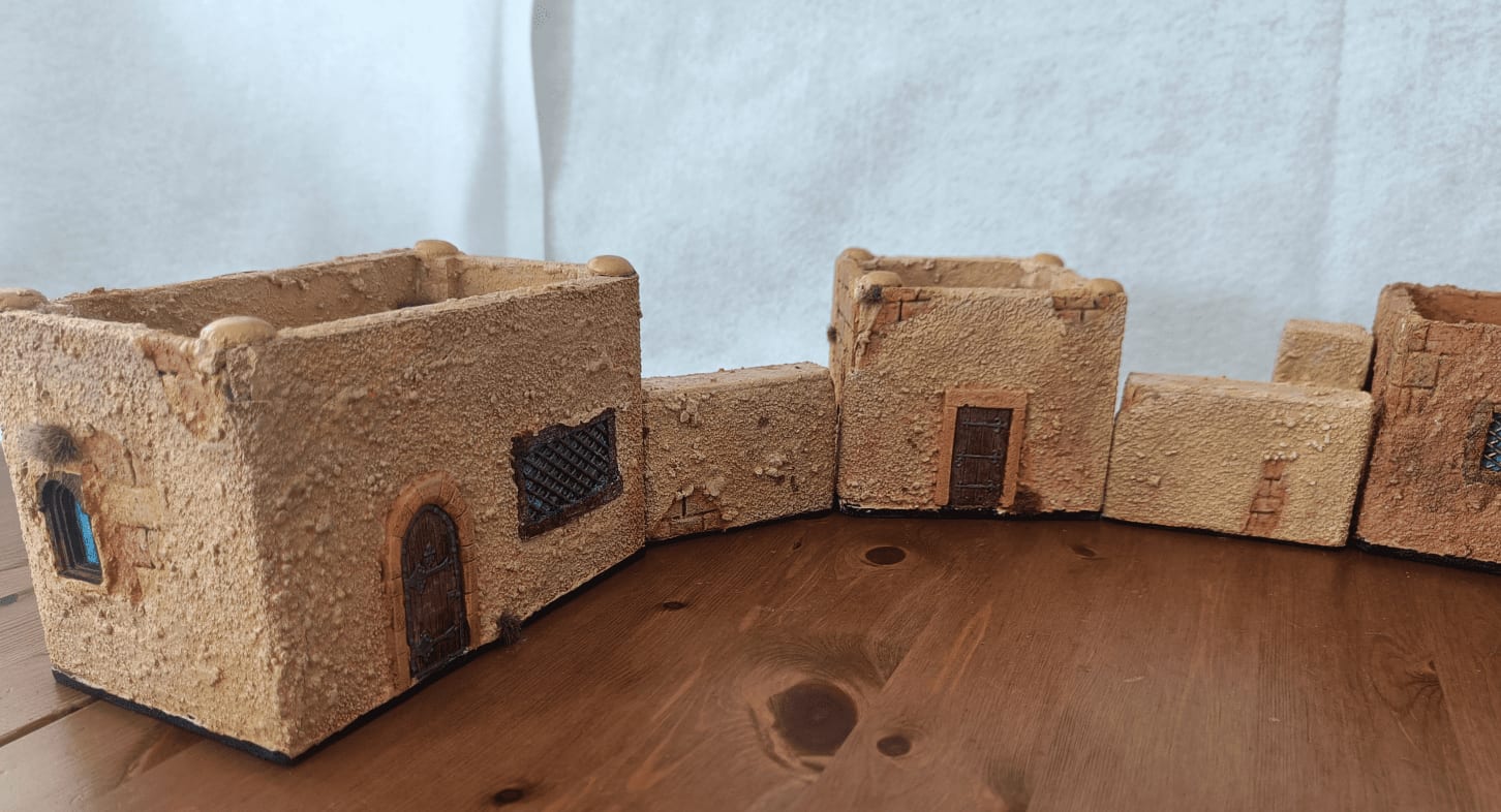 Desert city layout with walls separating different areas