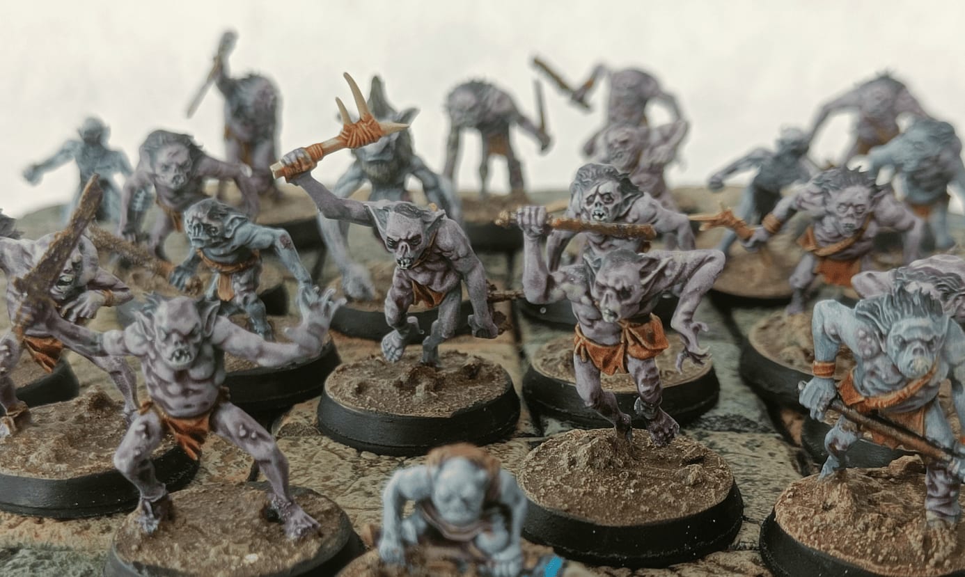 Close-up showing character and detail of painted Moria goblins