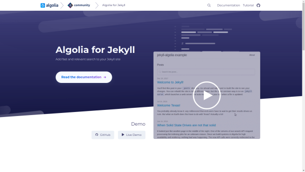Algolia for Jekyll