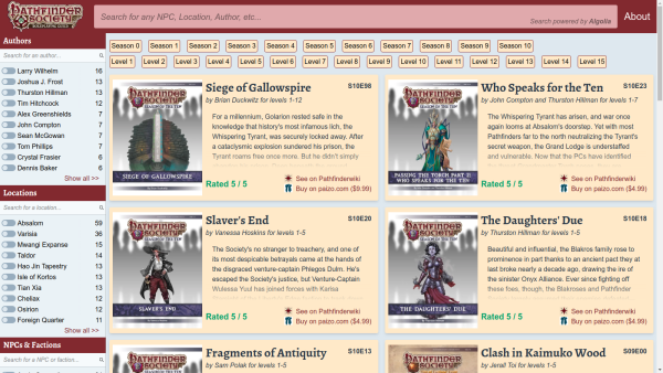 Pathfinder Society Search