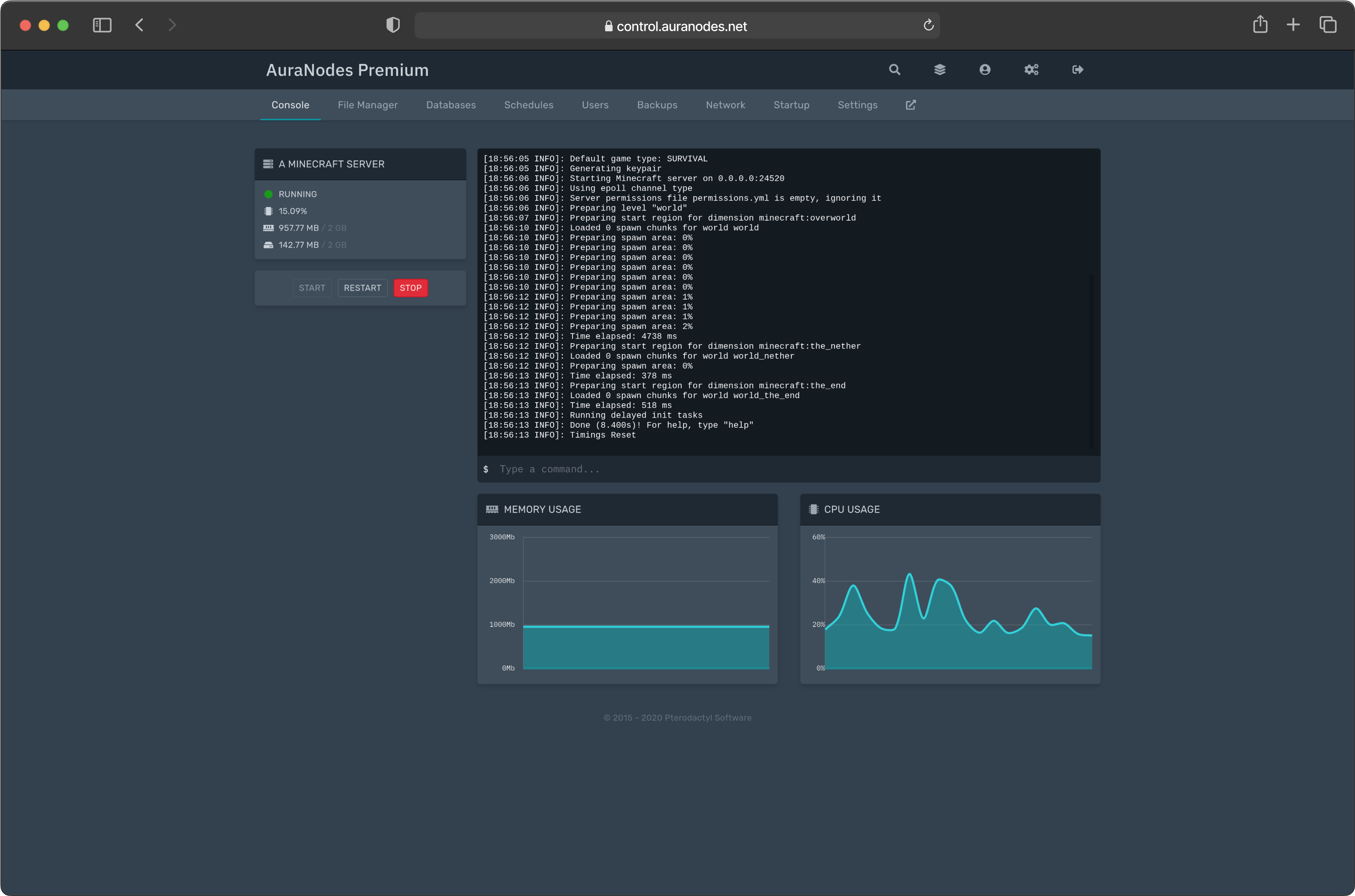 AuraNodes panel software screenshot