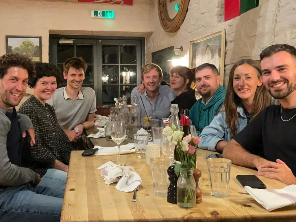 Pixel Fridge team having dinner