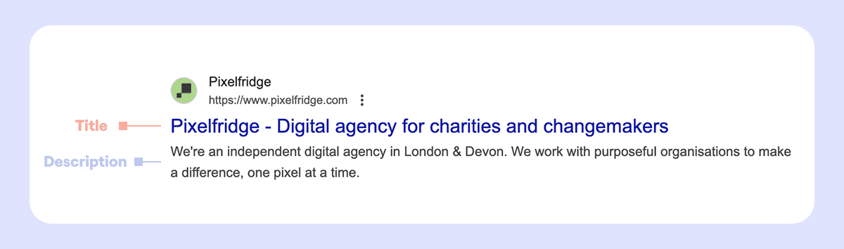 Screenshot showing the structure of a google search result.