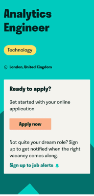 Screenshot from the deliveroo careers website
