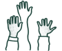 An icon showing hands being raised up