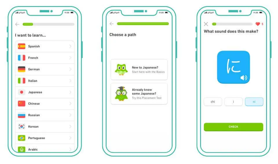 Duolingo tutorial screen