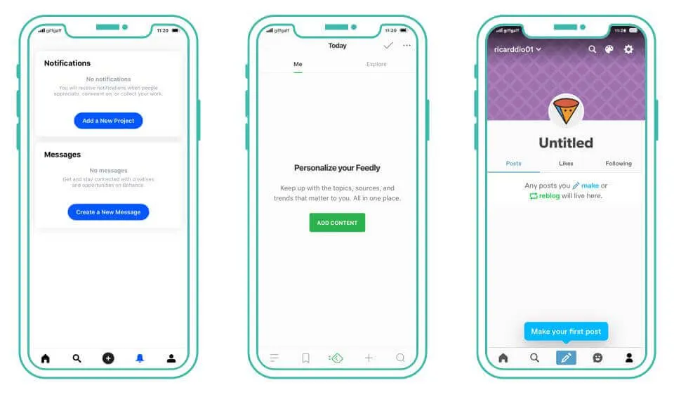 Examples of app empty states