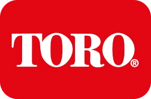 Toro Equipment Brand Logo with white lets in a red background.