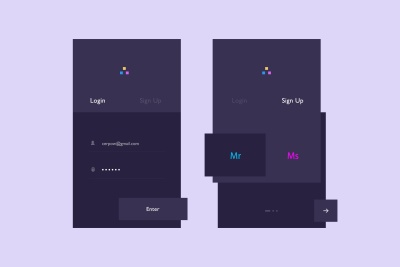 Dark Registration App Screens