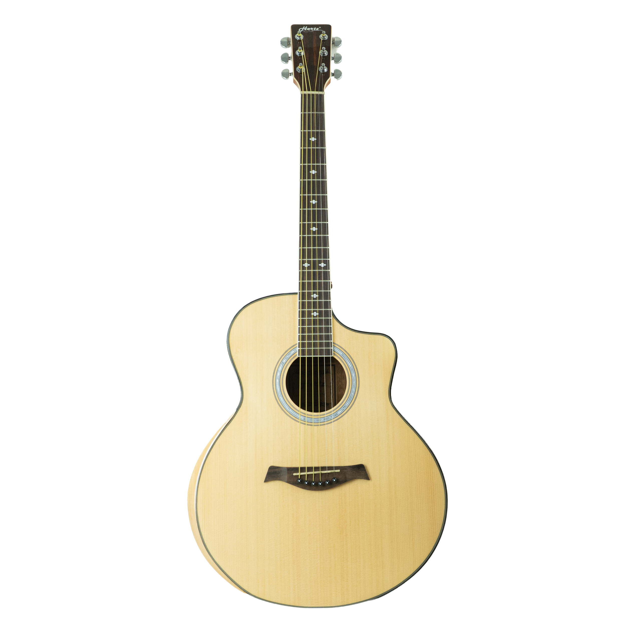 HERTZ HZA4123 Acoustic Guitar with Armrest Design & Natural Finish, Full Size Wooden Guitar for Beginners, Stage Performance, Practice & Studio Recording view 1