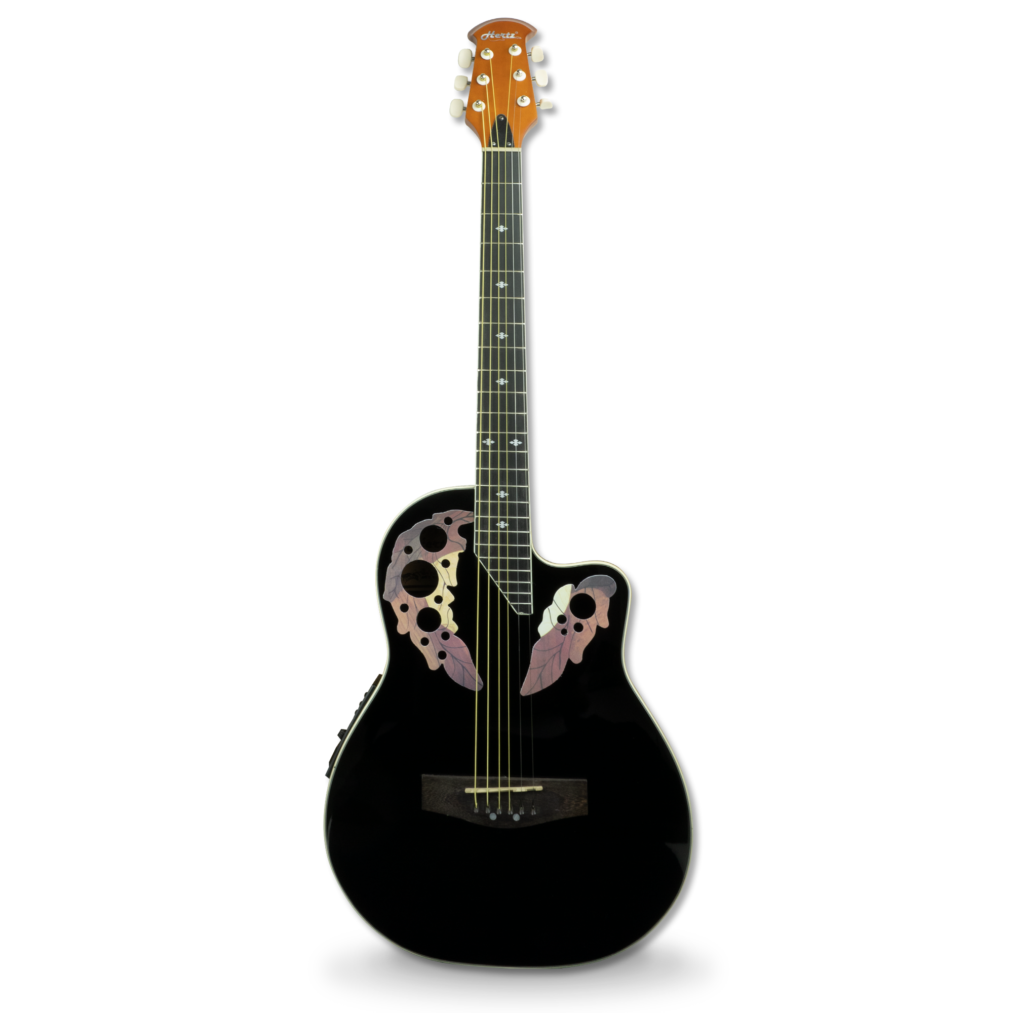 HERTZ HzR-3801E Ovation Style Electro Acoustic Guitar with Natural, Black & Blue Finish for Stage Performance, Studio Recording & Music Practice view 1