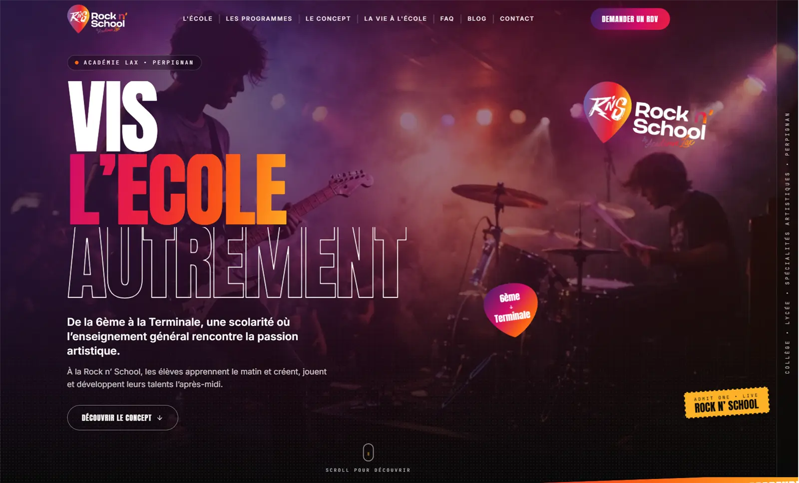 Aperçu du projet Rock n' School