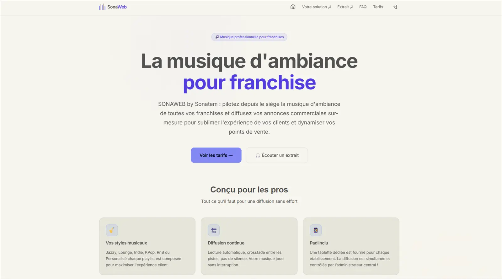 Aperçu du projet Sonaweb