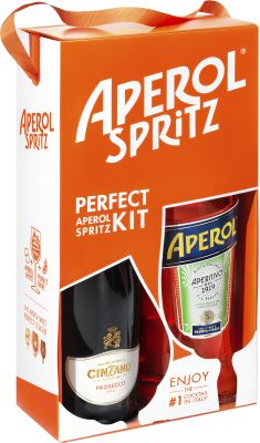 Aperol Spritz 100 cl. & Cinzano Prosecco 75 cl. - Alc. 11% Vol. In gift box.