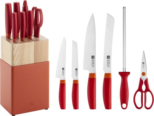 Zwilling 8-pcs Now S Knife Block Set, red