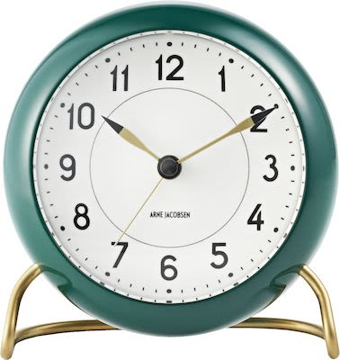 Arne Jacobsen Station Table clock Ø11 cm green/white