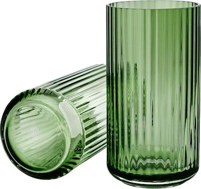 Lyngby Porcelain Green Mouth Blown Glass Vase H 20.5