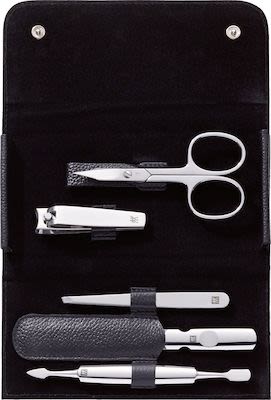 Zwilling Classic Inox 5-pcs Calf Leather Snap Fastener Case Black