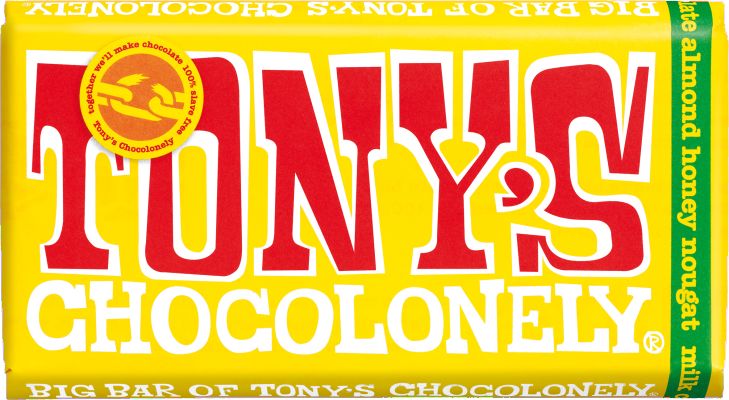 Tony's Chocolonely Milk Honey Almond Nougat 32% cacao 240 g