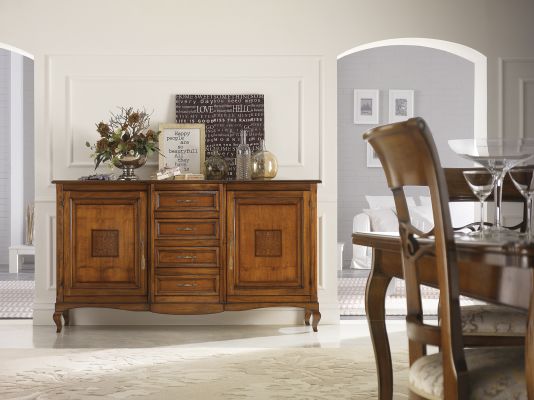 Sideboard 2 doors with iris inlay brushes and 4 drawers (removable)