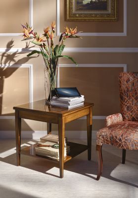 Square table with iris inlay