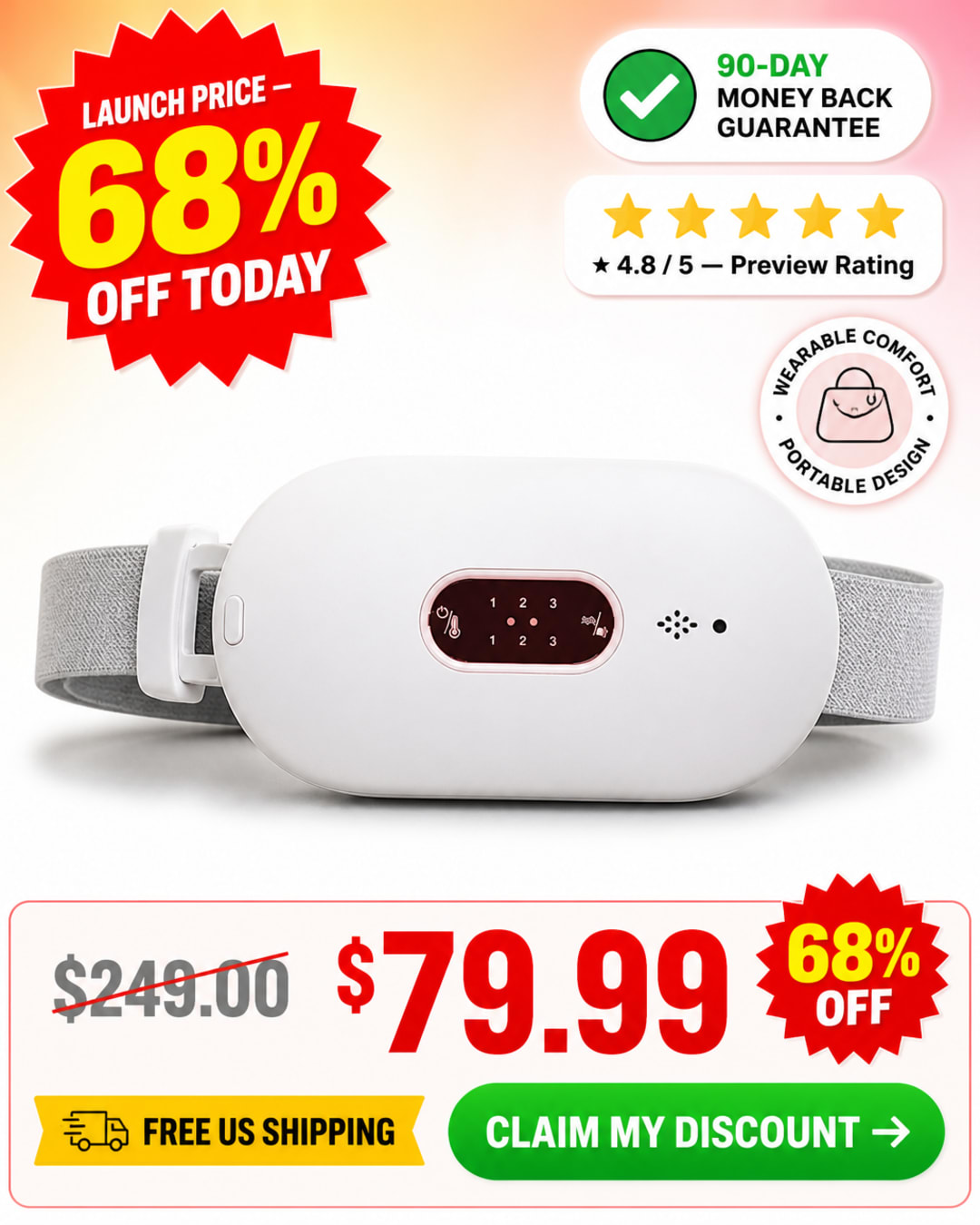 DayDefender wearable menstrual comfort belt