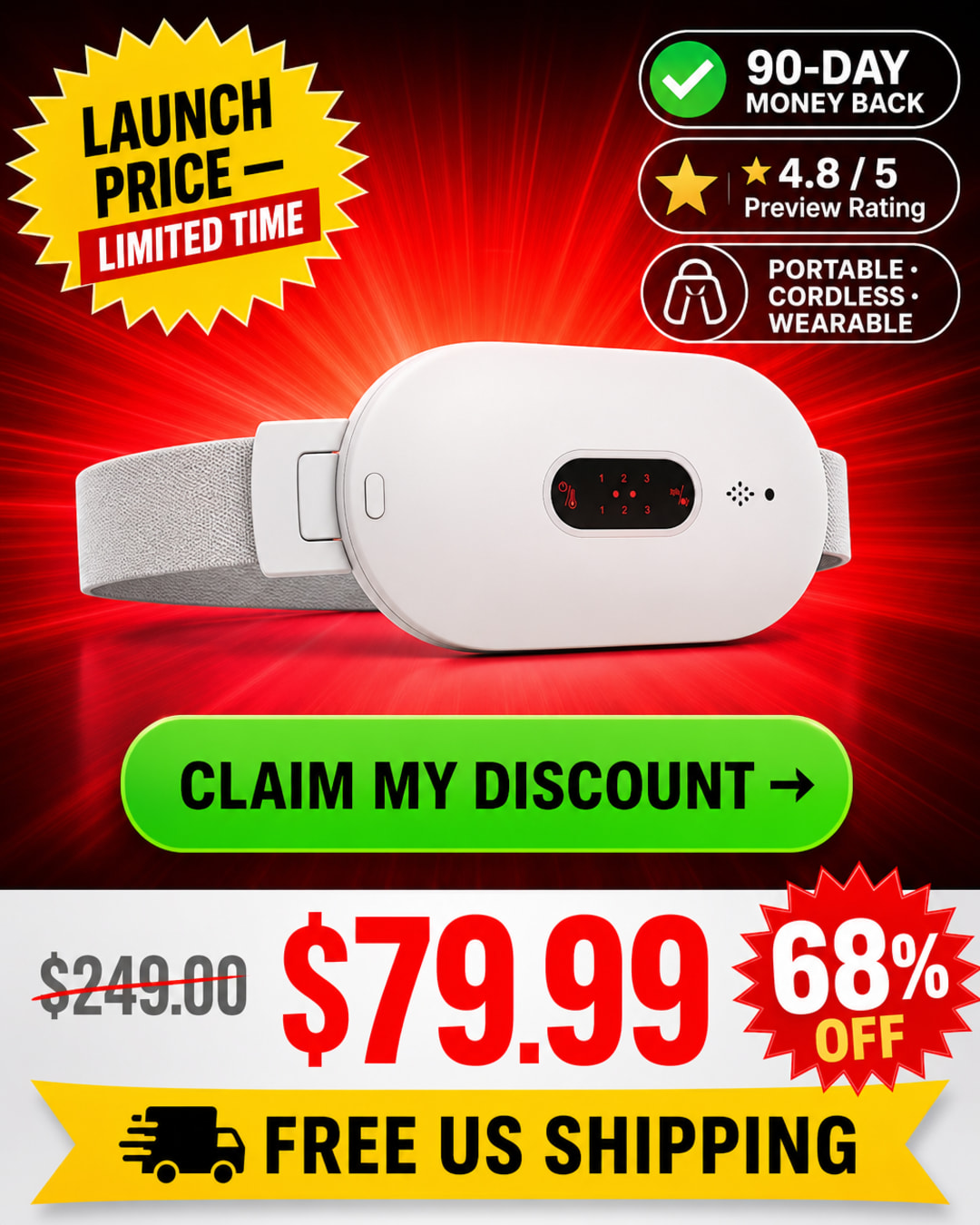 DayDefender wearable menstrual comfort belt