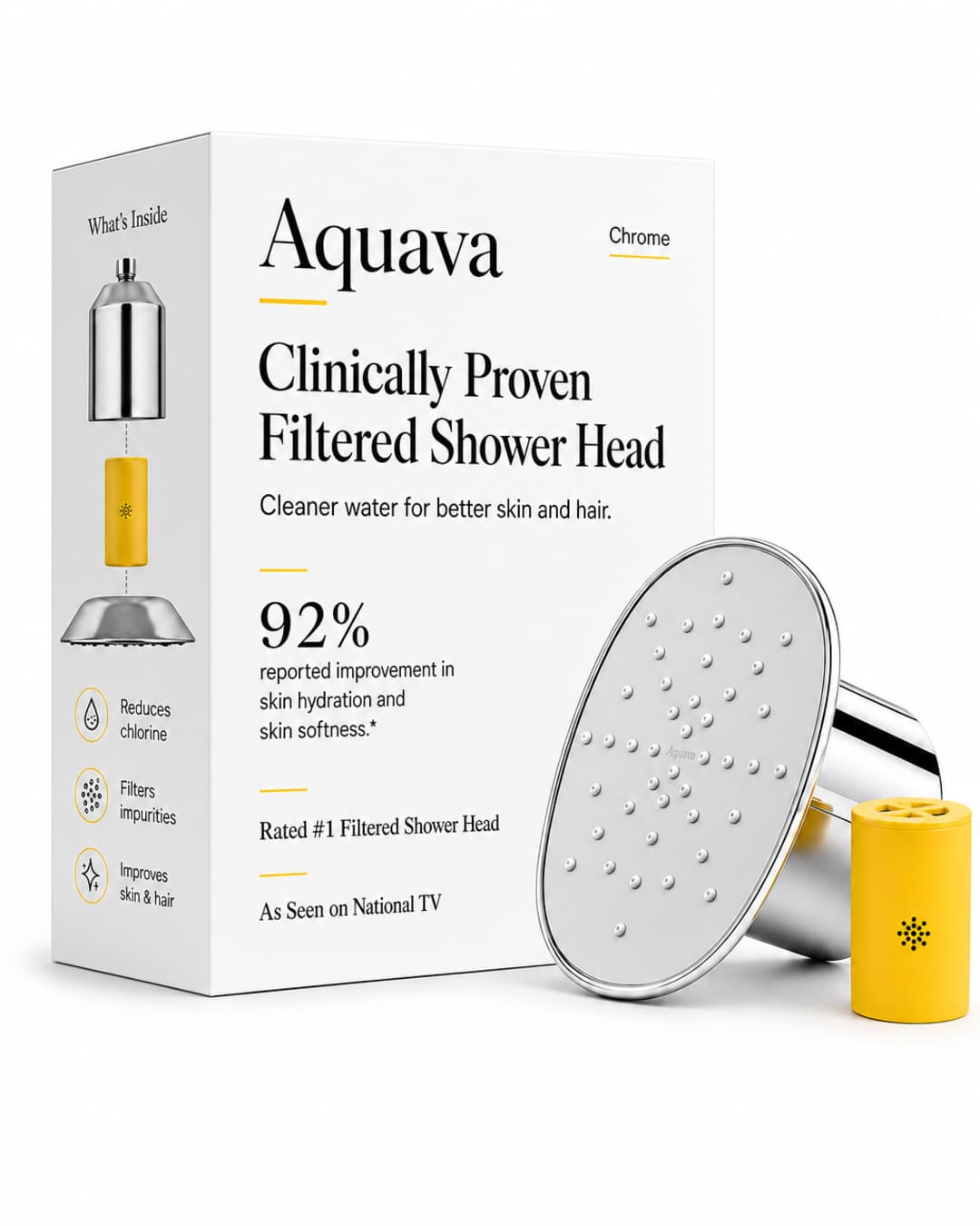 Aquava filtered showerhead in a polished chrome finish