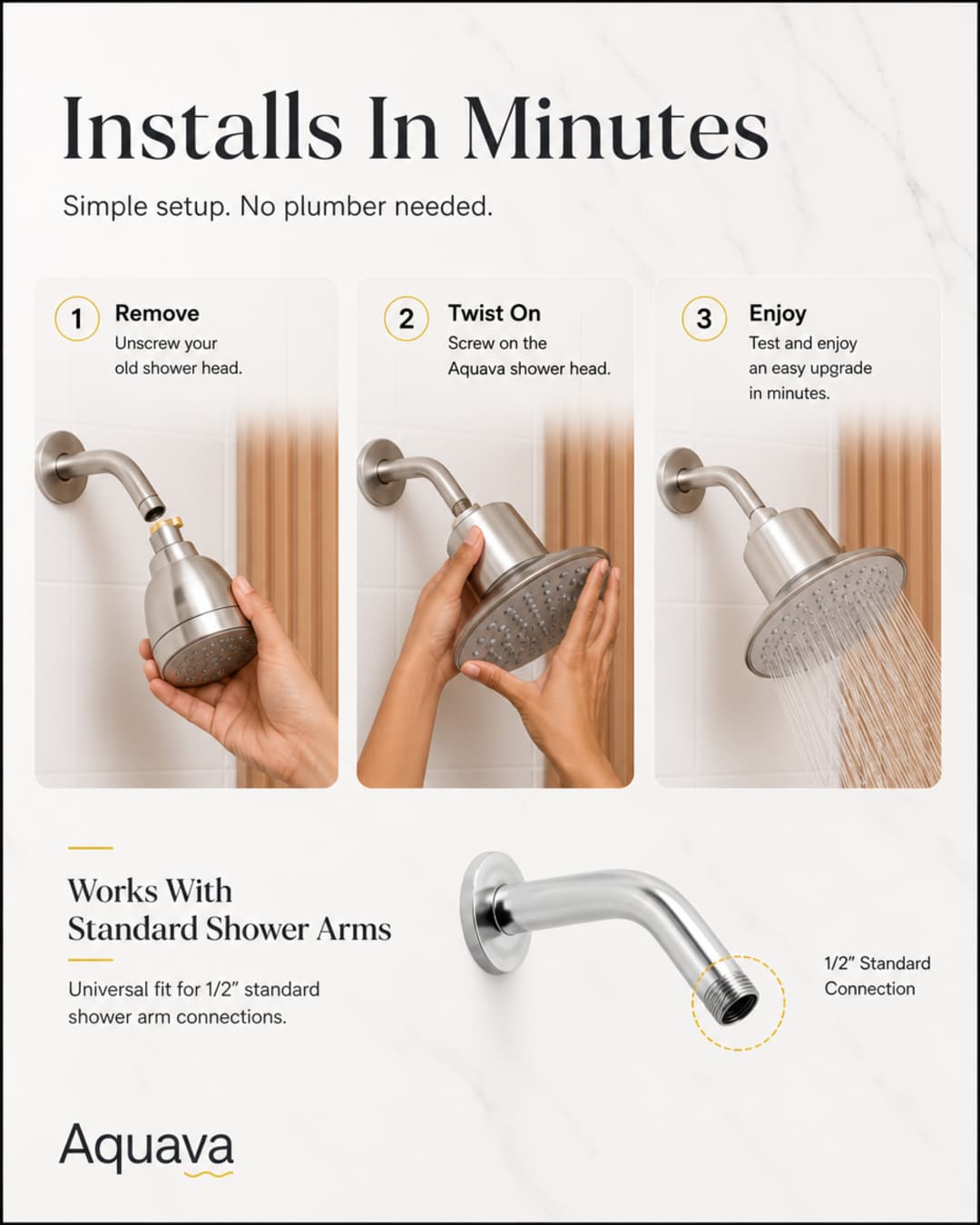 Customer demonstrating an easy showerhead installation