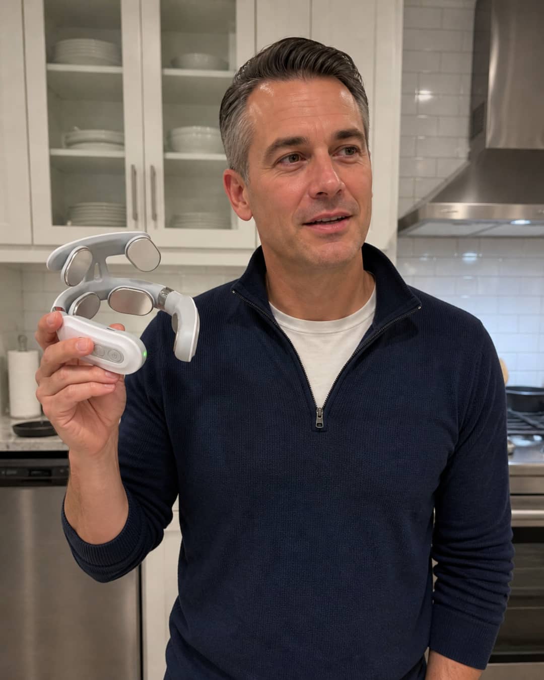 Customer using Avenora KnotEase — man, kitchen