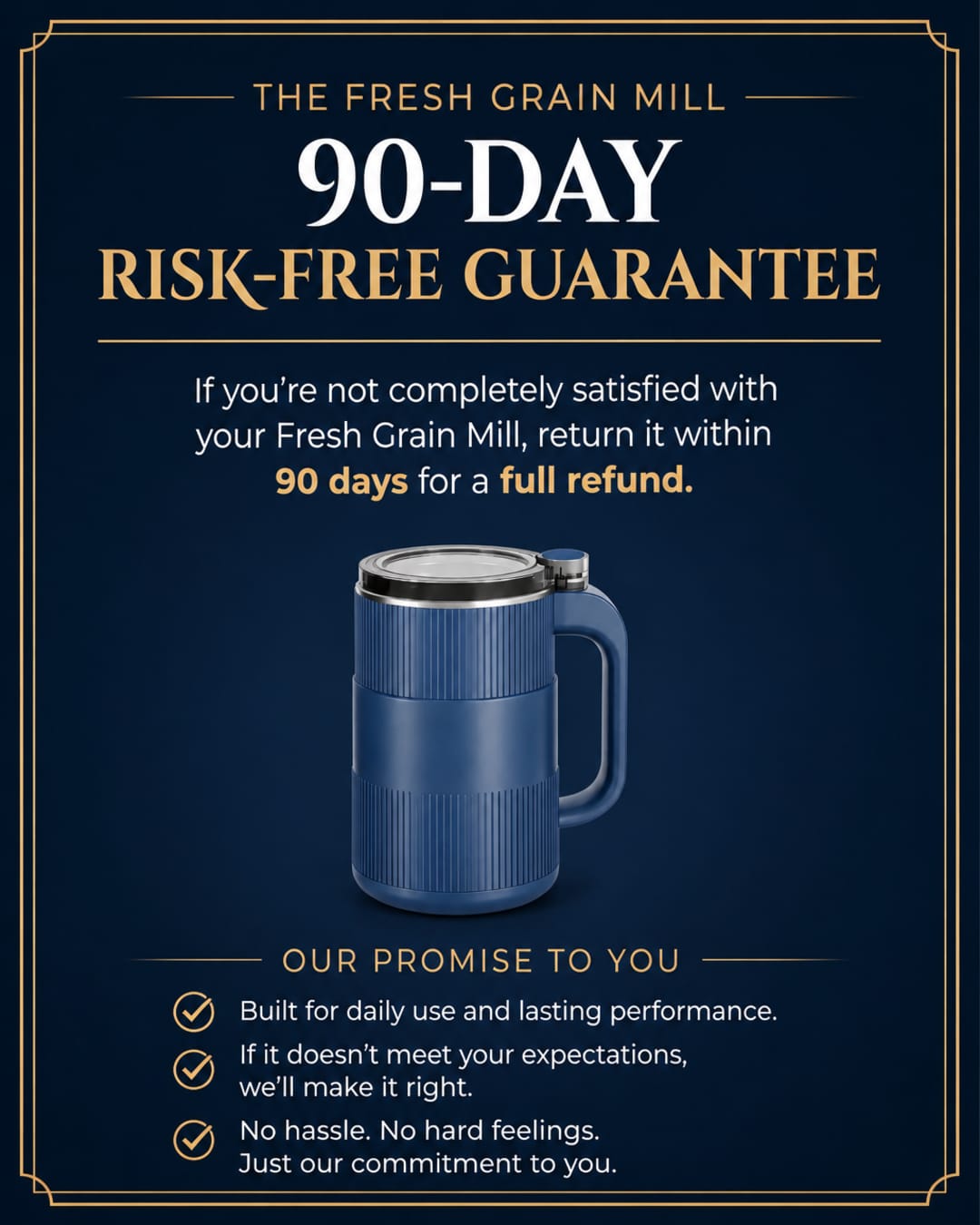 GRAIN BLOOM mill with 90-day guarantee card