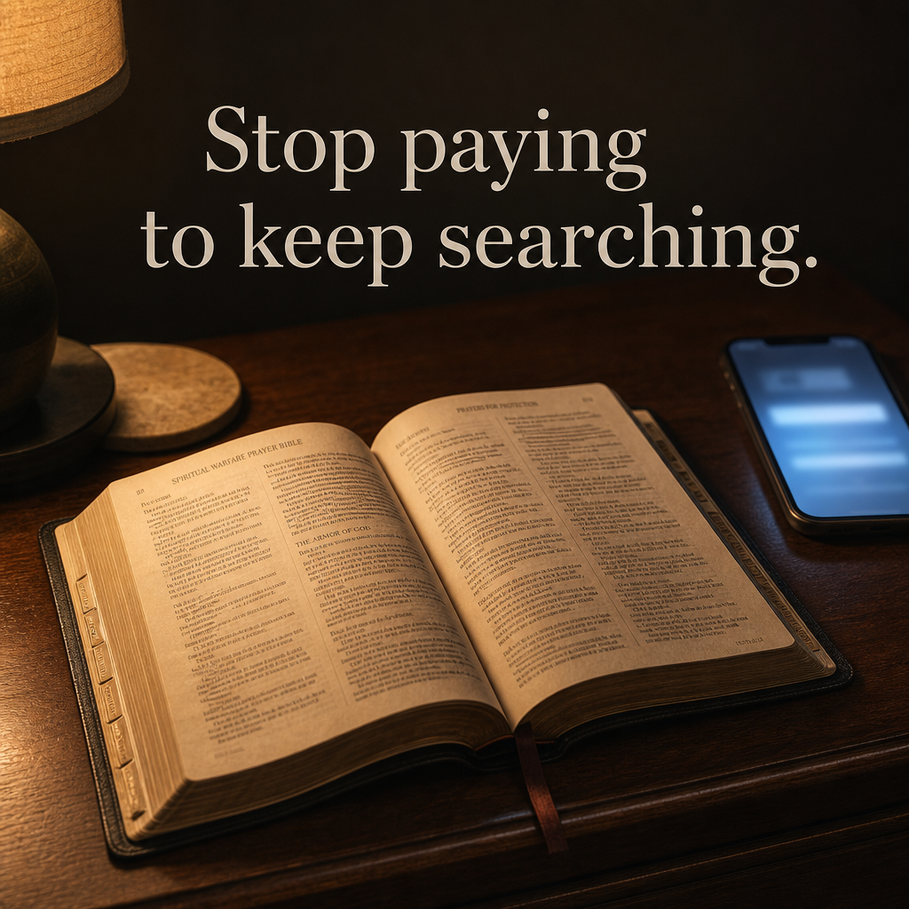 A phone showing a generic renewal-type screen pushed aside, the book open and chosen instead on the nightstand