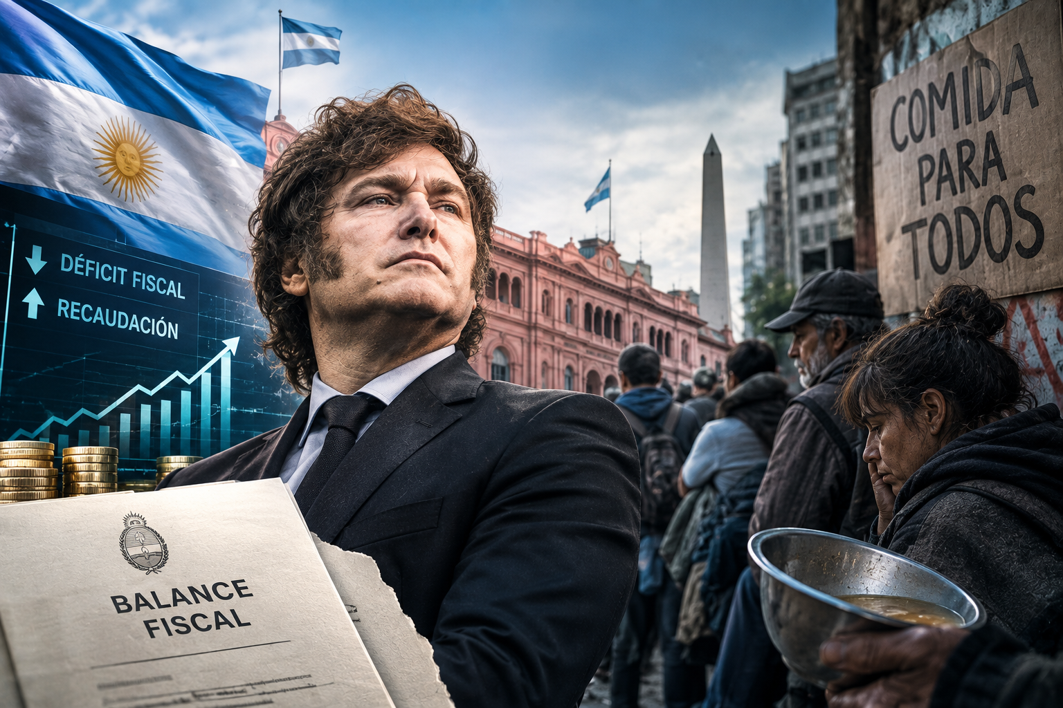 EL EXPERIMENTO LIBERTARIO DE ARGENTINA: BONANZA FISCAL EN EL PAPEL Y HAMBRE EN LA CALLE
